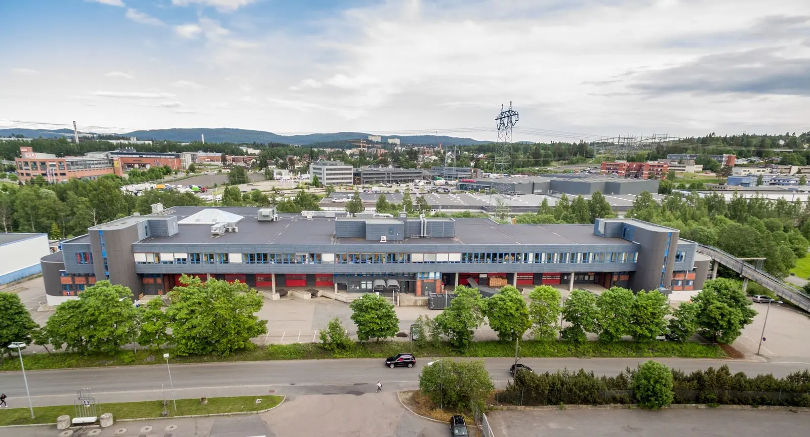 Næringsbygg på Alnabru sett fra luften